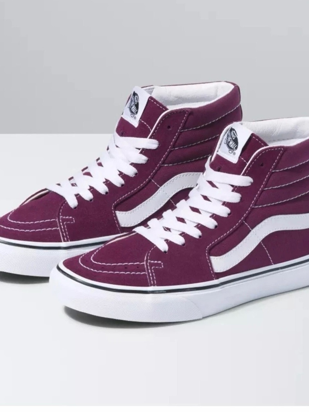 Vans High Top Sneakers in Plum and White